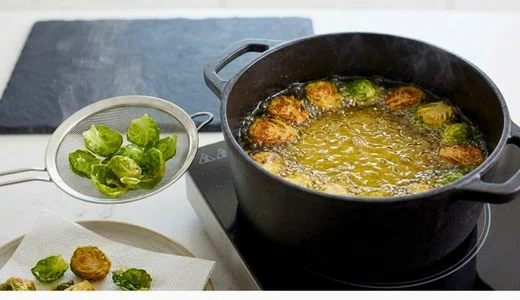Fry the Quartered Brussels Sprouts